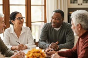 Insurance professionals discussing coverage options for 2026