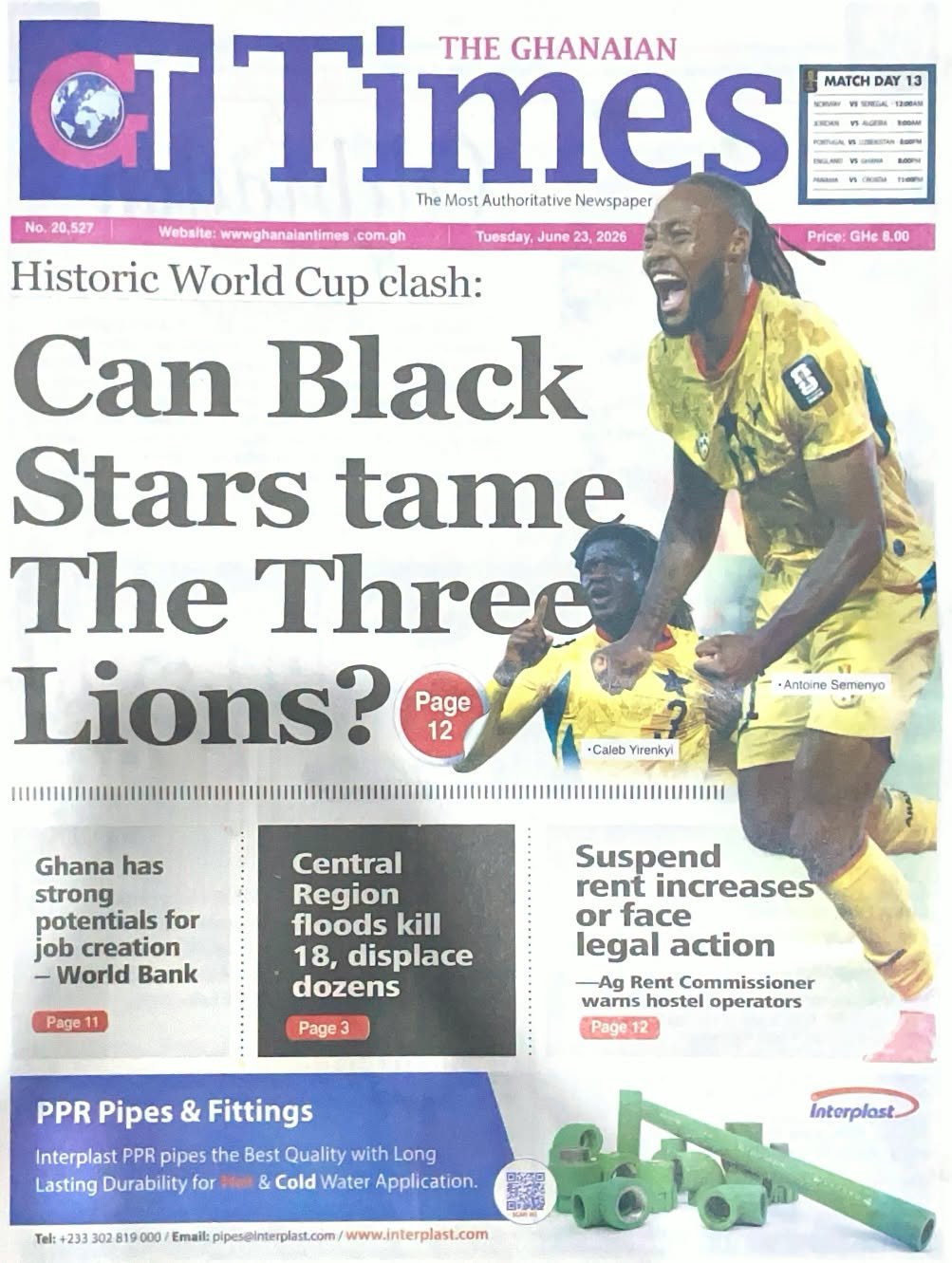 Newspaper Headlines Of Tuesday, 23 June, 2026