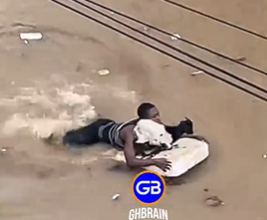 Accra floods: Adabraka resident swims through floodwaters to rescue goat
