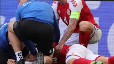Christian Eriksen collapses on the pitch during Denmark’s friendly