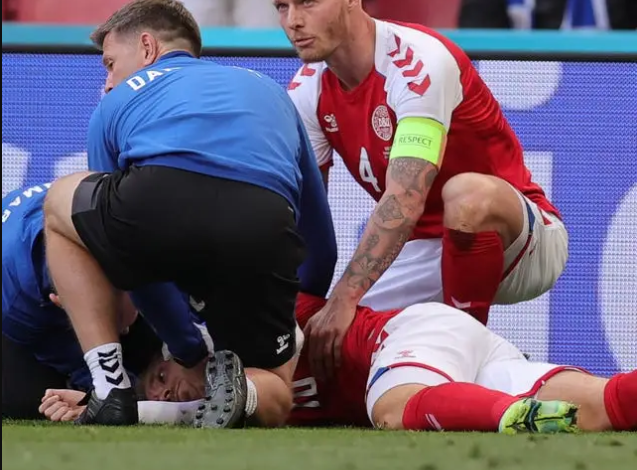 Christian Eriksen collapses on the pitch during Denmark’s friendly