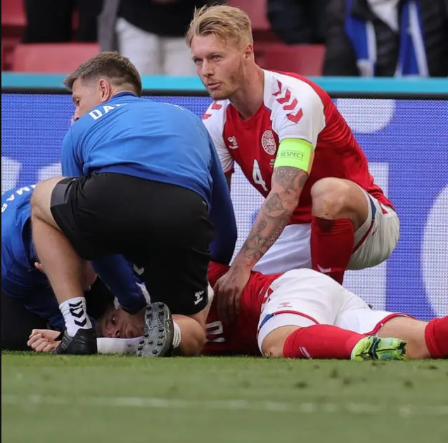 Christian Eriksen collapses on the pitch during Denmark’s friendly