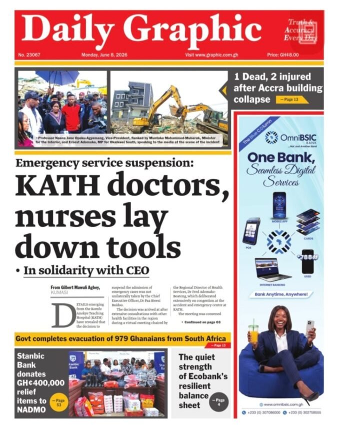 Newspaper Headlines Of Monday, June 8, 2026