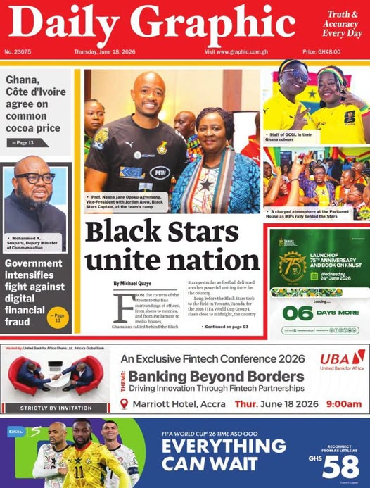 Newspaper Headlines Of Thursday, June 18, 2026