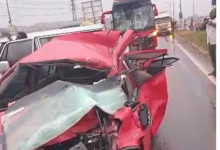 One seriously injured as four vehicles crash on Ofankor–Pokuase stretch days after fatal accident