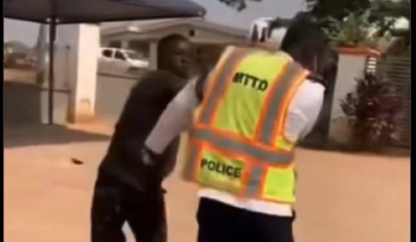 Video: Driver slaps police officer during dispute