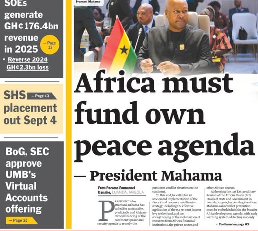 Newspaper Headlines Of Tuesday, September 1, 2026